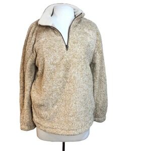UMGEE NWT Tan Heathered Fuzzy Teddy Half Zip Pullover Size Medium